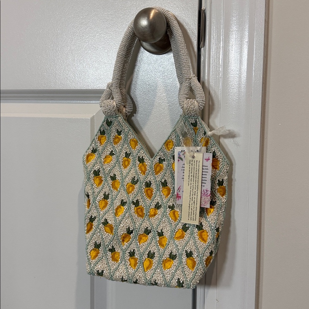 Lemon Beaded Handbag